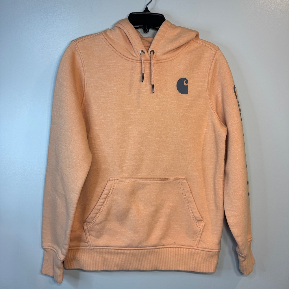 Carhartt Relaxed Fit Peachy Coral Blend Hoodie Sweatshirt Womens Med Comfortable